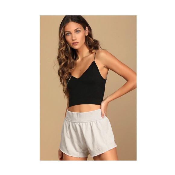 FREE PEOPLE Cozy Soft Comfy Casual Harem Lounge Sweat Shorts in Light Grey XS - Picture 2 of 8